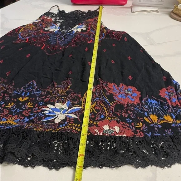 Womens Free People Who's Sorry Now Printed Lace Shift Slip Dress Black - Picture 10 of 11